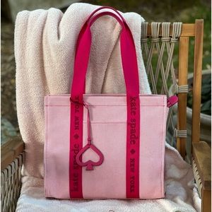 EUC Kate Spade Gingham Pink Multi Canvas Tote in Perfect Condition